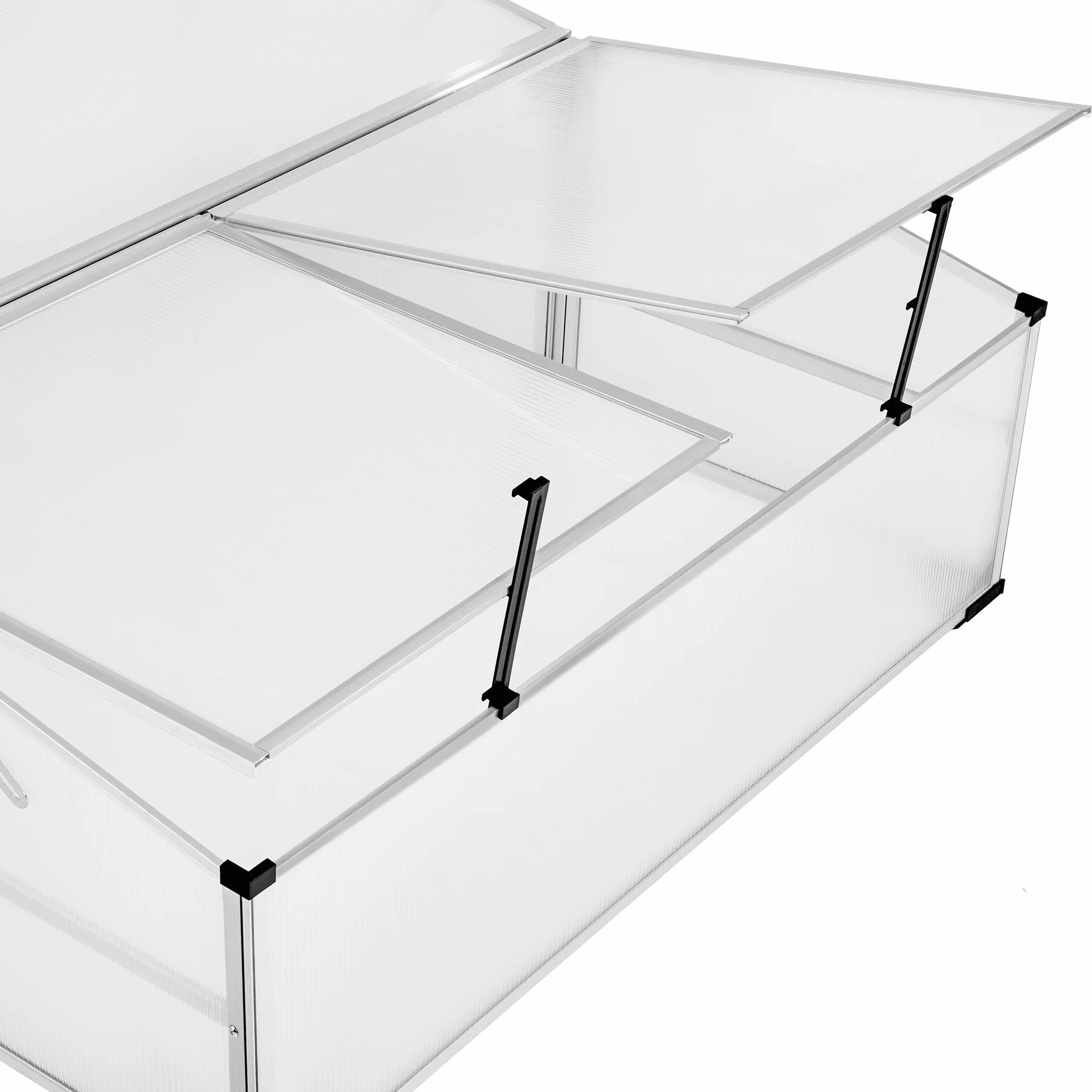 tectake® Mini Serre de Jardin 102 x 102 x 41/31 cm, Châssis Aluminium, Plaques Alvéolaires, Potager Exterieur, Hivernage et Semis