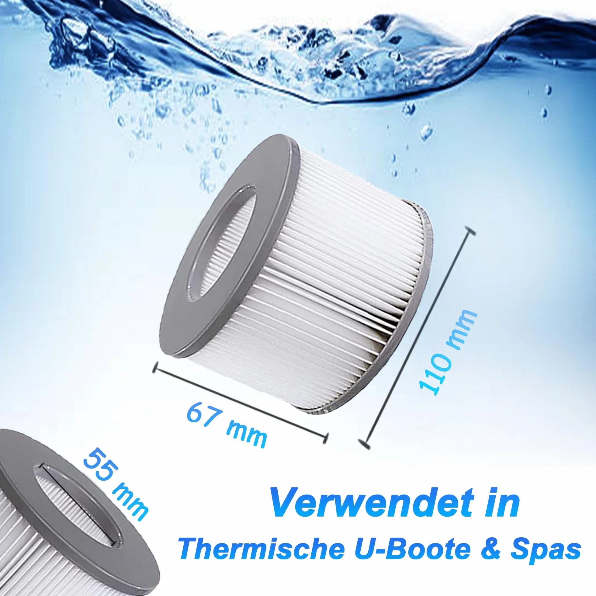 Filtre Spa Lite pour MSpa, 6 pcs Cartouche de Filtre à Eau pour Whirlpool MSpa à Partir de 2020