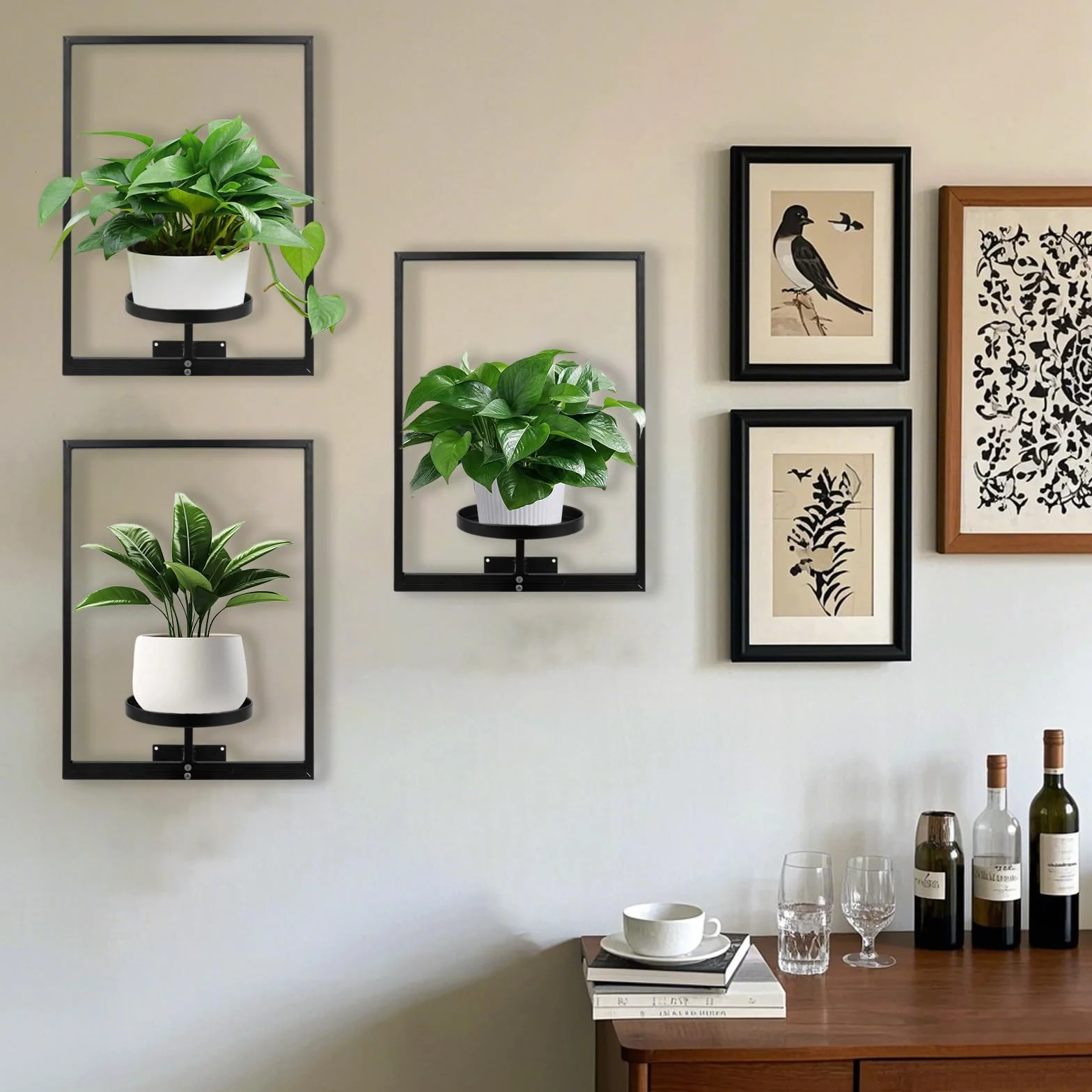 Support pour Plantes d'intérieur 3 Pièces avec Vis Étagère Murale en Métal pour Pots de Fleurs