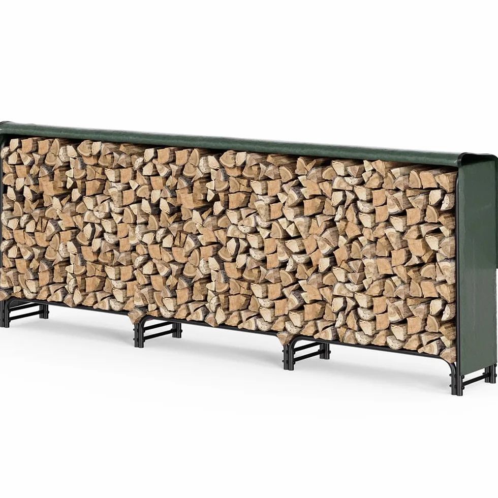 VOUNOT Étagère à bûches en métal Vert 300 x 115 x 40 cm