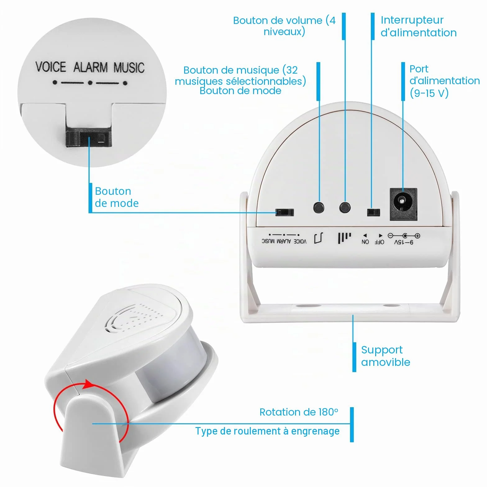 KERUI Sonnette sans Fil M5, Détecteur de Mouvement avec Alarme Sonore pour Porte/Entrée de Porte/Maison et Magasin/Bureau, Alarme de Sécurité