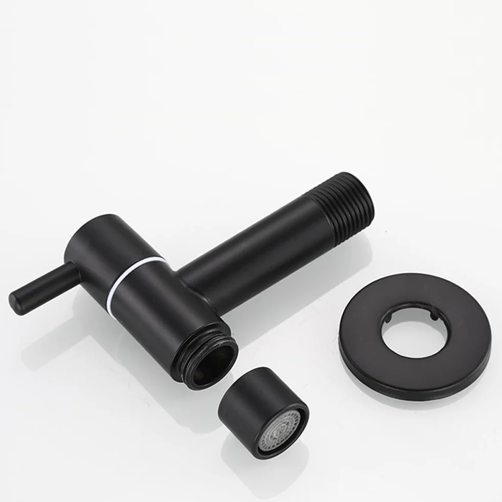 Robinet Mural Noir Acier Inoxydable Eau Froide Salle de Bain Lavabo