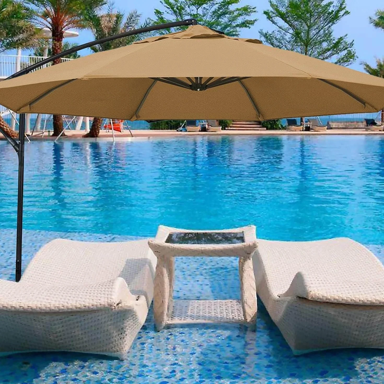 Housse de Rechange pour Parasol UV50+ Imperméable Gris Clair 2m-4m 6/8 Baleines Jardin Terrasse