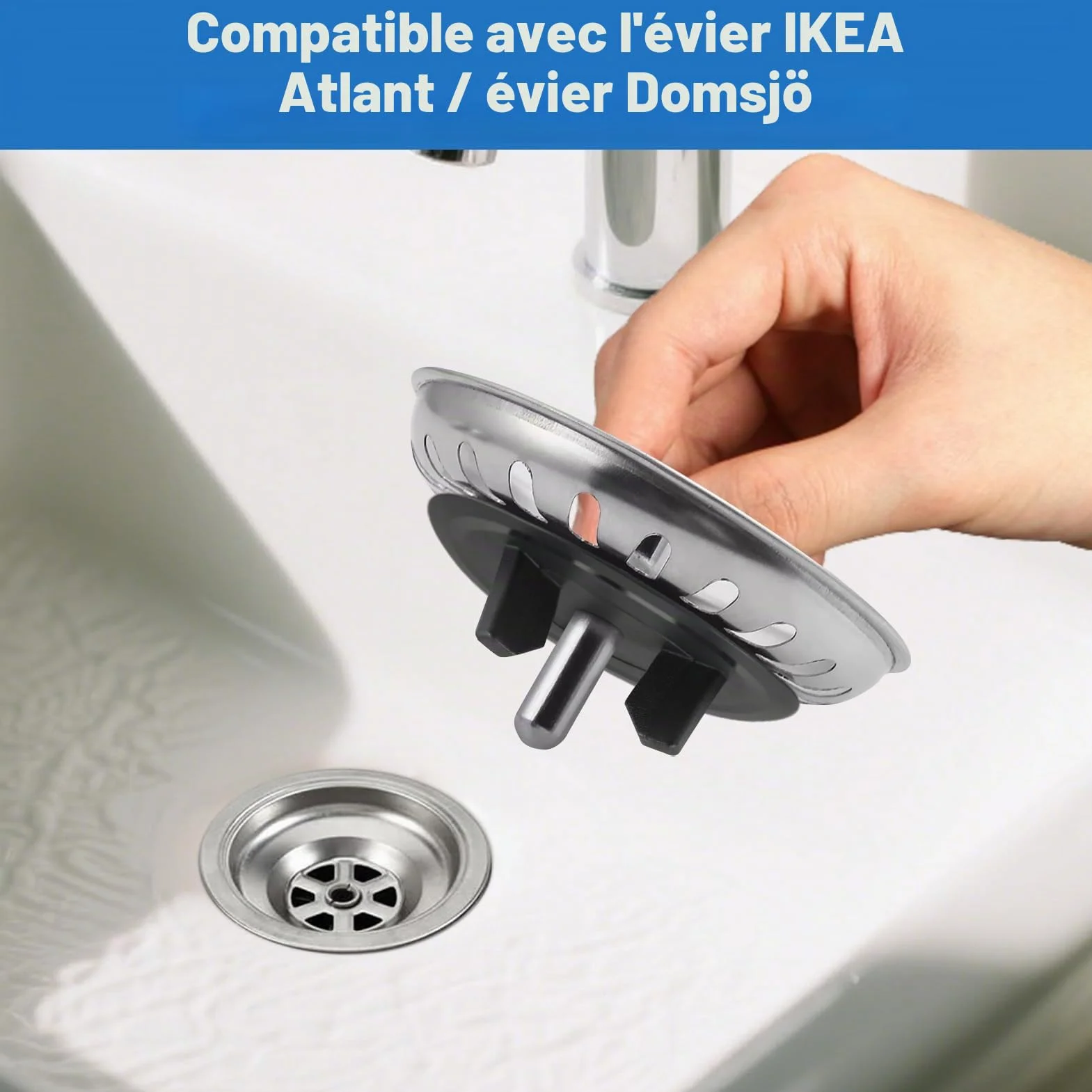 Lot de 4 Joints de Rechange pour évier, compatibles avec IKEA, Joint de Remplacement pour Panier à Tamis, Joint en Caoutchouc pour Panier d’évier, kit de Joints d’étanchéité