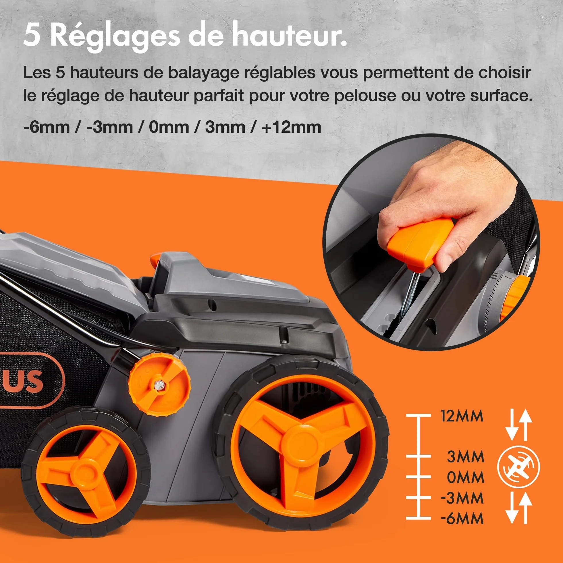 VonHaus Balayeuse Pelouse Artificielle 1800 W Électrique Sac 45 L 5 Hauteurs Réglables Largeur 380 mm