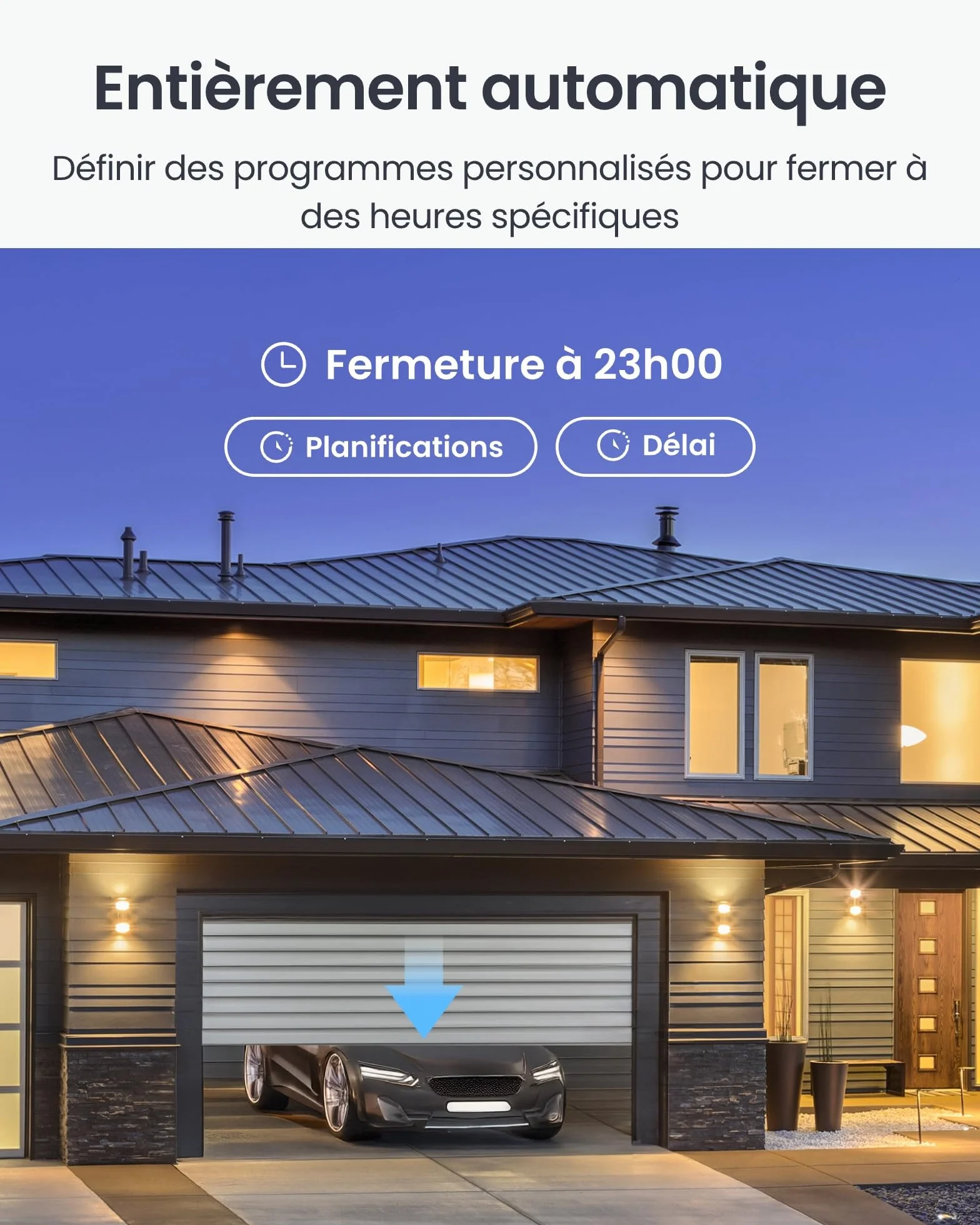 SwitchBot Smart Wi-Fi Ouvre-porte de garage certifié Matter, contrôle par application, Alexa/Google/Siri/IFTTT/SmartThings pris en charge, plusieurs modes de notification, aucun hub nécessaire