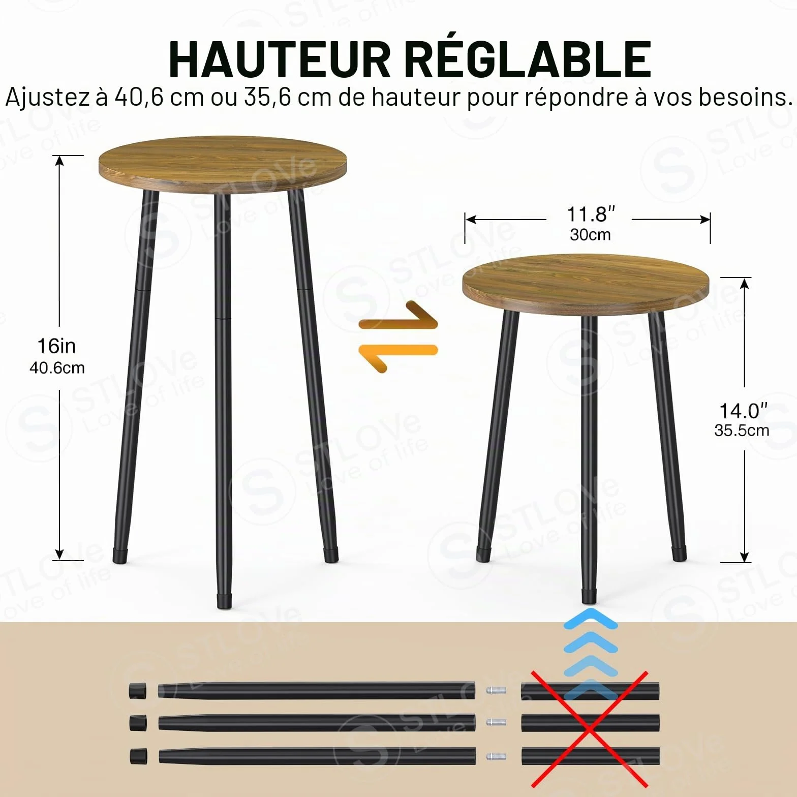 STLOVe Tabouret Plantes Diamètre 30cm Support Pots Fleurs Intérieur