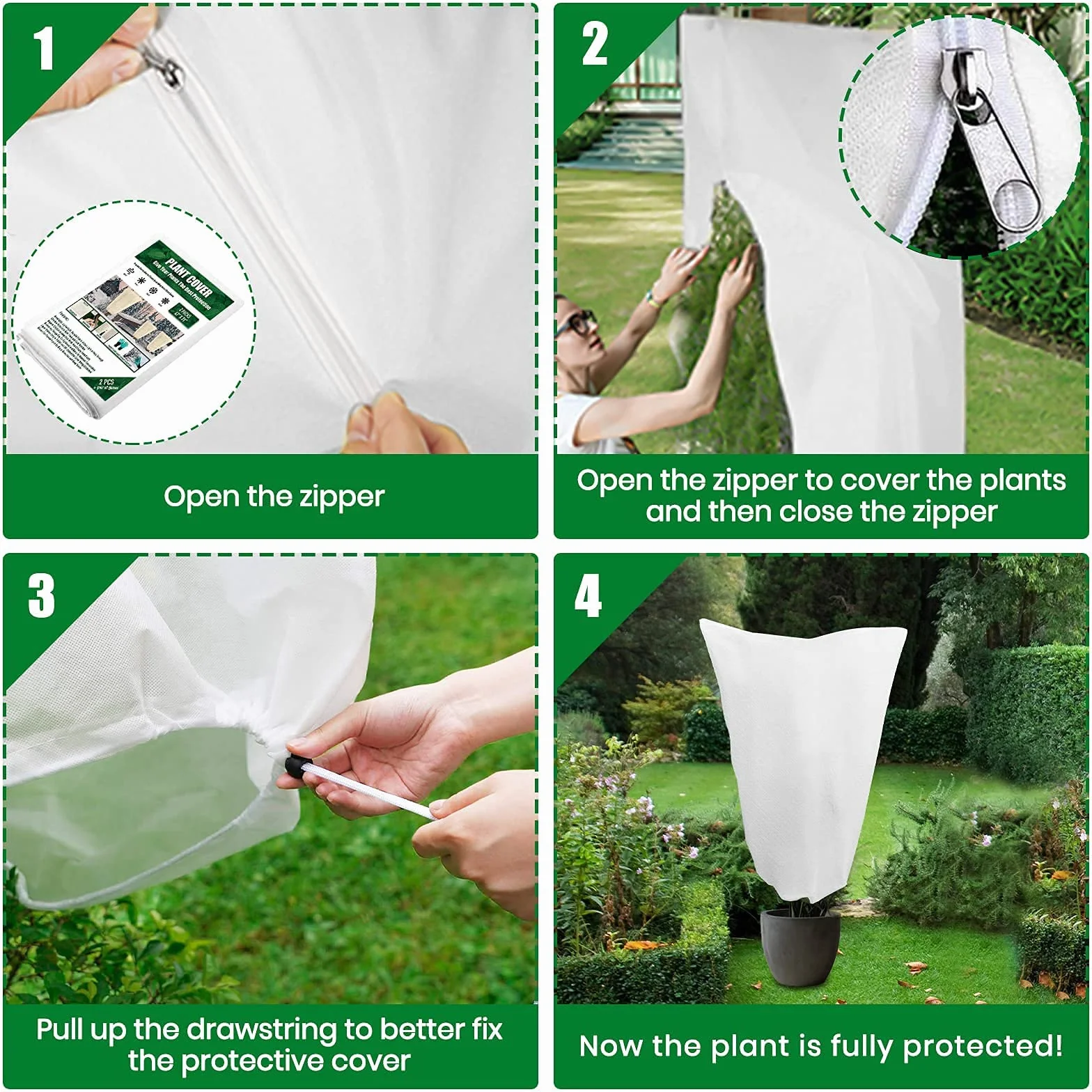 Voile Hivernage Plante Exterieur Lot de 2 Housse 80 x 120cm 60g/m² Protection Arbustes