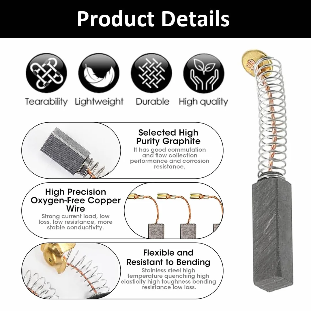 Balais de Carbone pour Moteurs, balais de Carbone pour Moteurs d'outils électriques (6 * 9 * 12 mm)