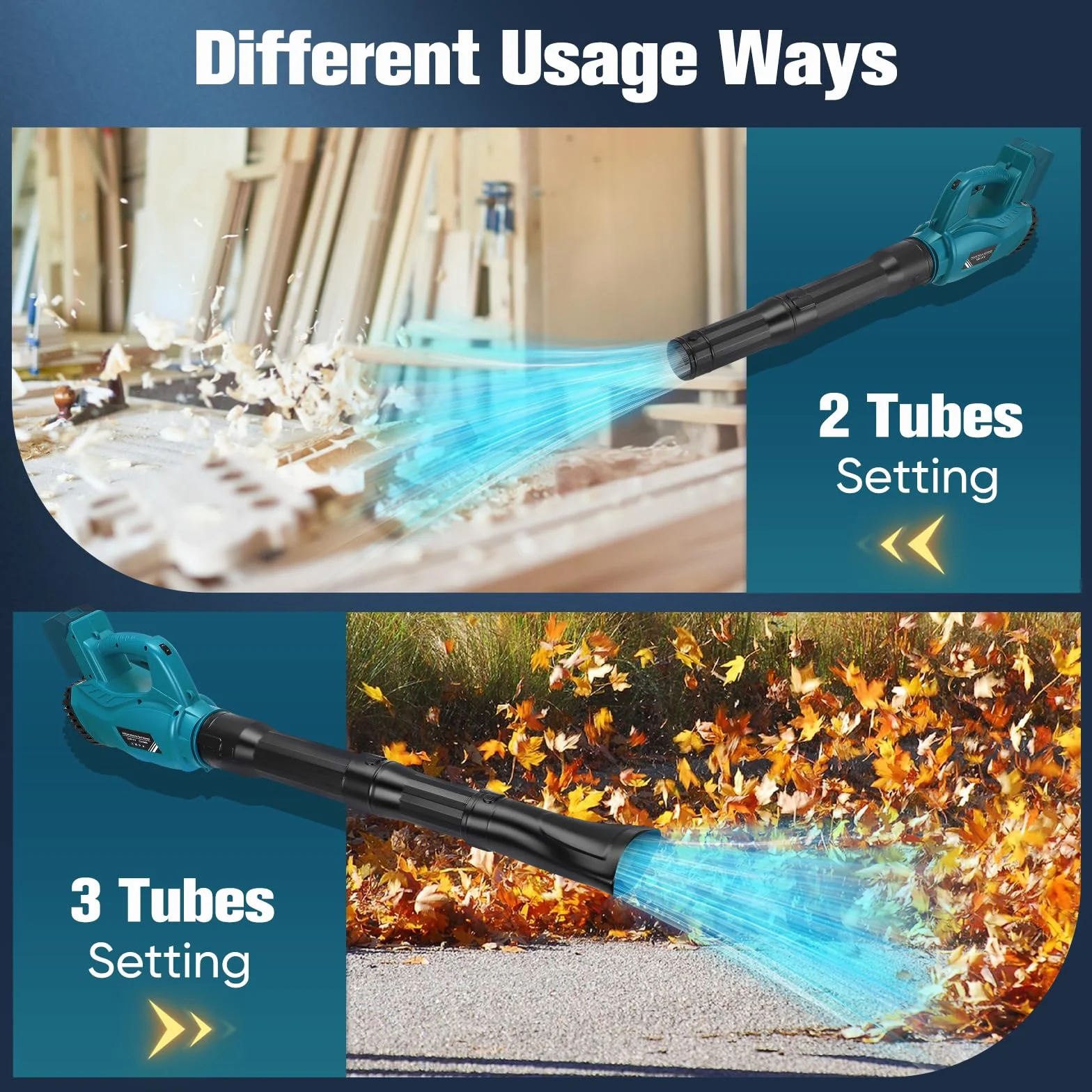 Souffleur à feuilles compatible batterie Makita 18 V vitesse variable jardin