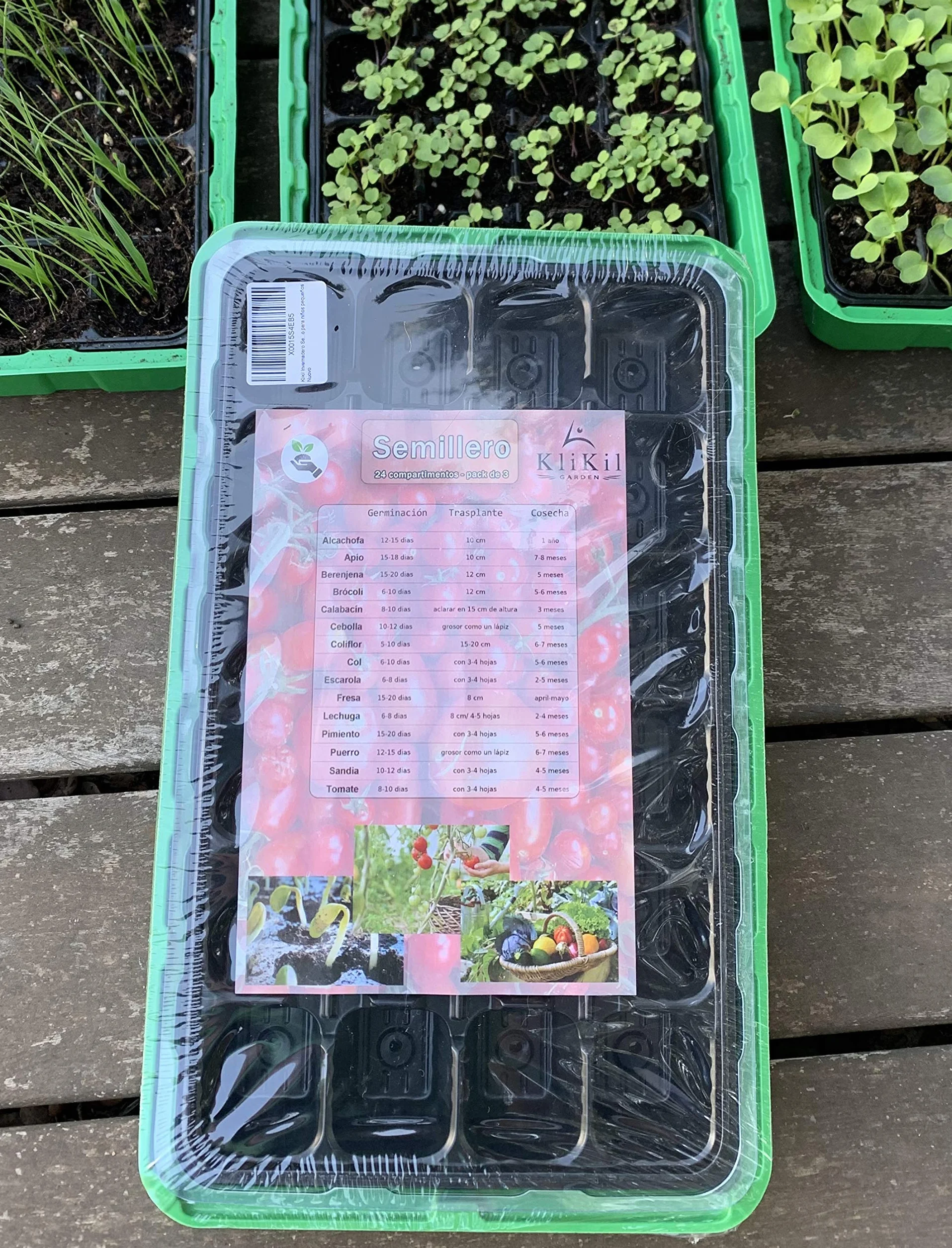 Bac à semis Serre pour Potager Extérieur/Intérieur avec 3 Plateaux, 3 Récipients Plastique Transparent et 3 Plateaux de Serre pour 24 Pots - Mini Serre