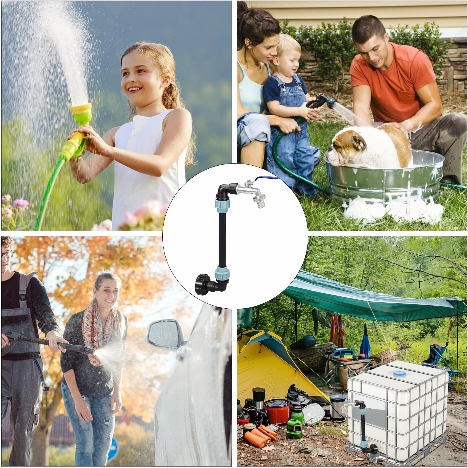 Vaskula Robinet IBC Col de Cygne Cuve 1000L Adaptateur 3/4'' Raccord Kit Réservoir d'eau de Pluie