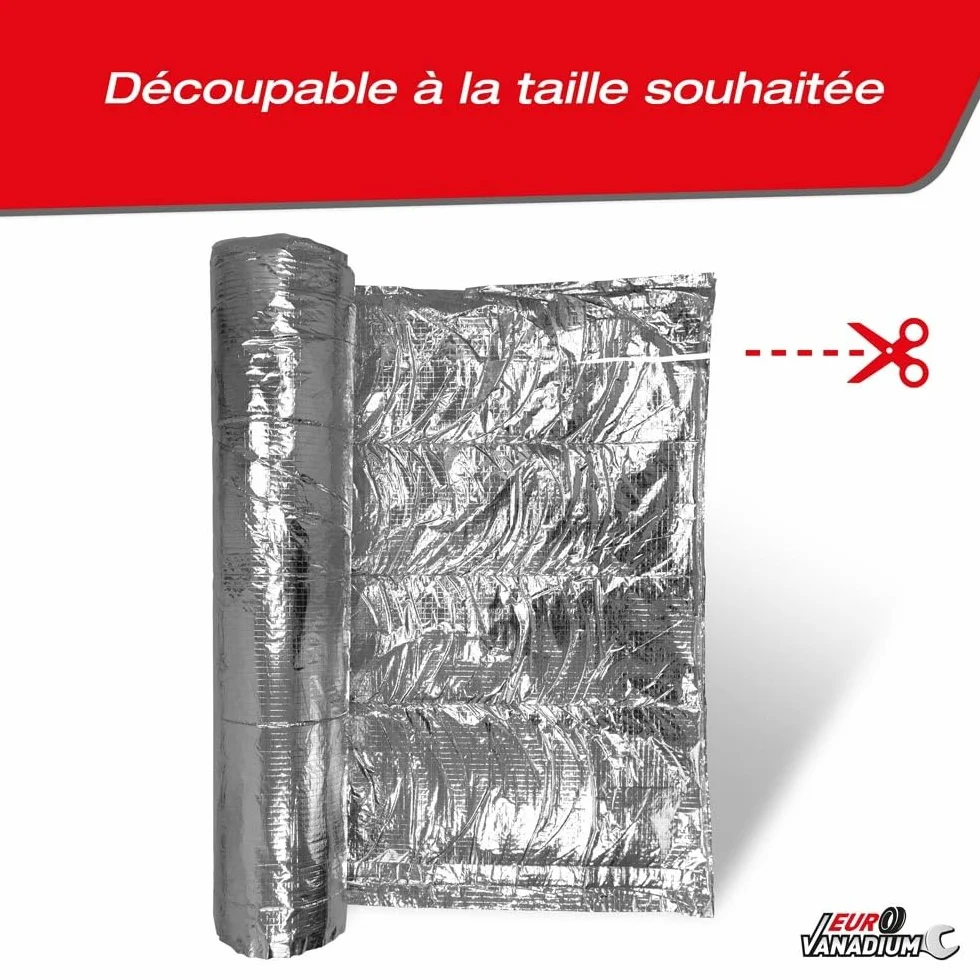 Isolant multicouche mince 27 épaisseurs : Isolation thermique et phonique pour tous les projets - 15 m² - Gris