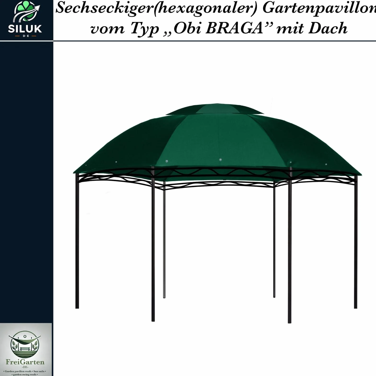 Pavillon de jardin PVC 350 cm panama étanche toit de rechange modèle 2