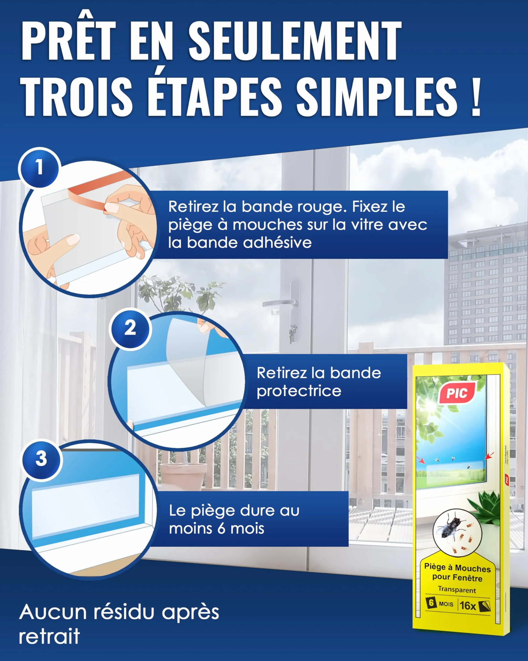 Piège à Mouche pour fenêtre 16 pièces Anti Mouche, Attrape Mouche Non Toxique inodore