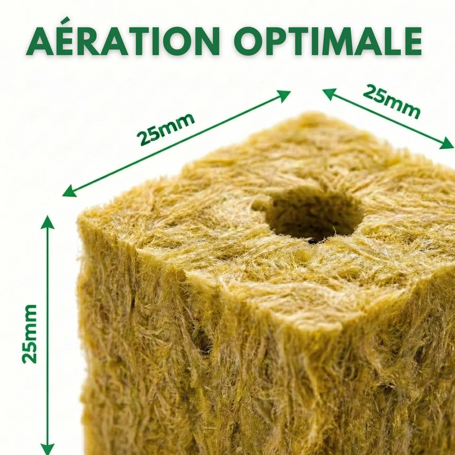 Cubes de Laine de Roche Hydroponique (2,5cm) Lot de 100 pour Germination et Bouturage, Substrat Aéré pour Semis
