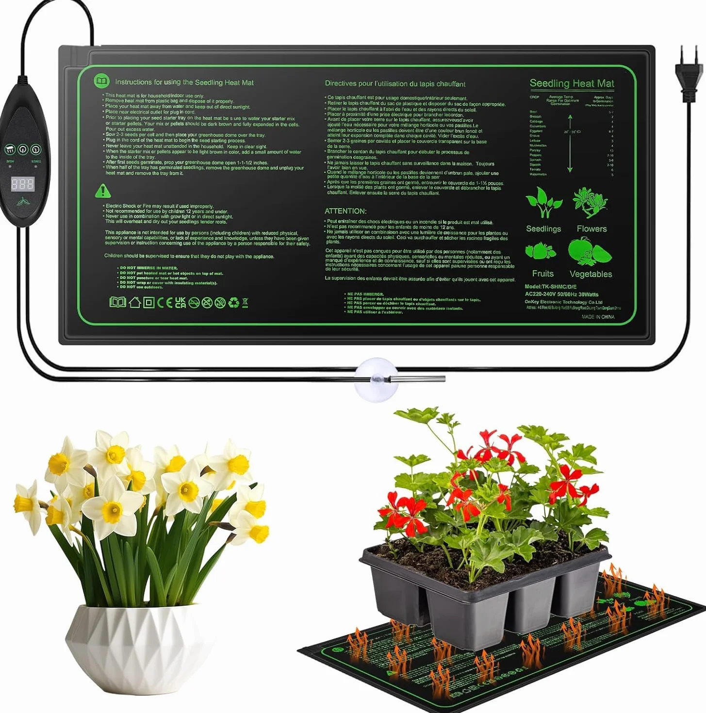 Pfloge® Tapis de Chauffage avec Thermostat, Tapis Thermique pour Terrarium, PVC Imperméable 6 Niveaux