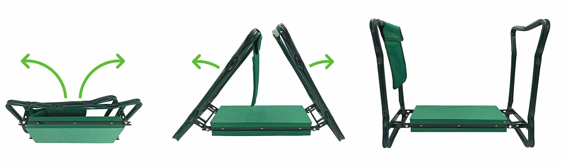 Genouillères de jardin pliables et tabouret 3 en 1 Vert 60 x 27 x 49 cm