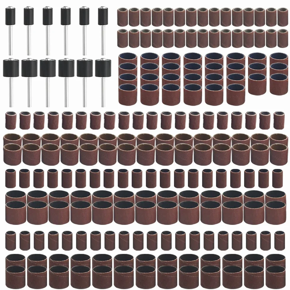 WMYCONGCONG Lot de 252 Jeu de ponceuses à tambour y compris 180 240 320 600 Grits tambours de ponçage avec mandrins pour outil rotatif Dremel