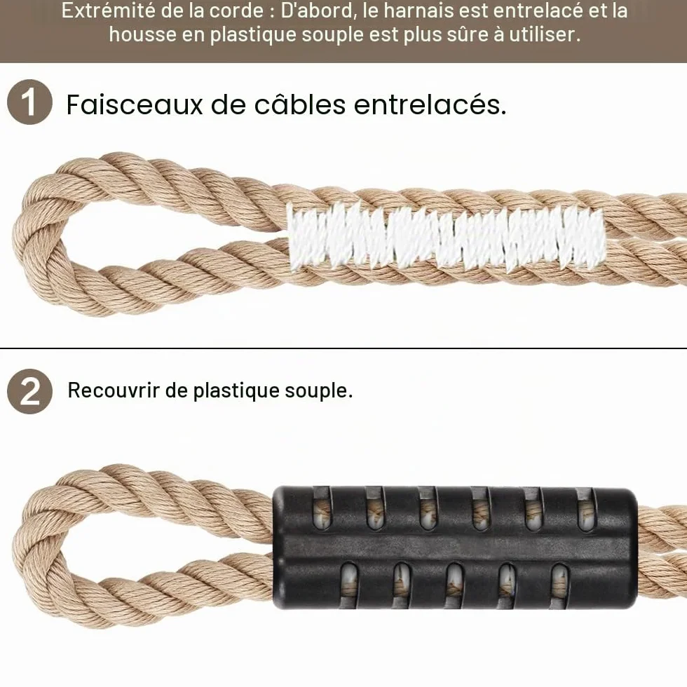 SELEWARE Kit de suspension pour balancelle d'arbre, corde réglable 101,6 cm beige
