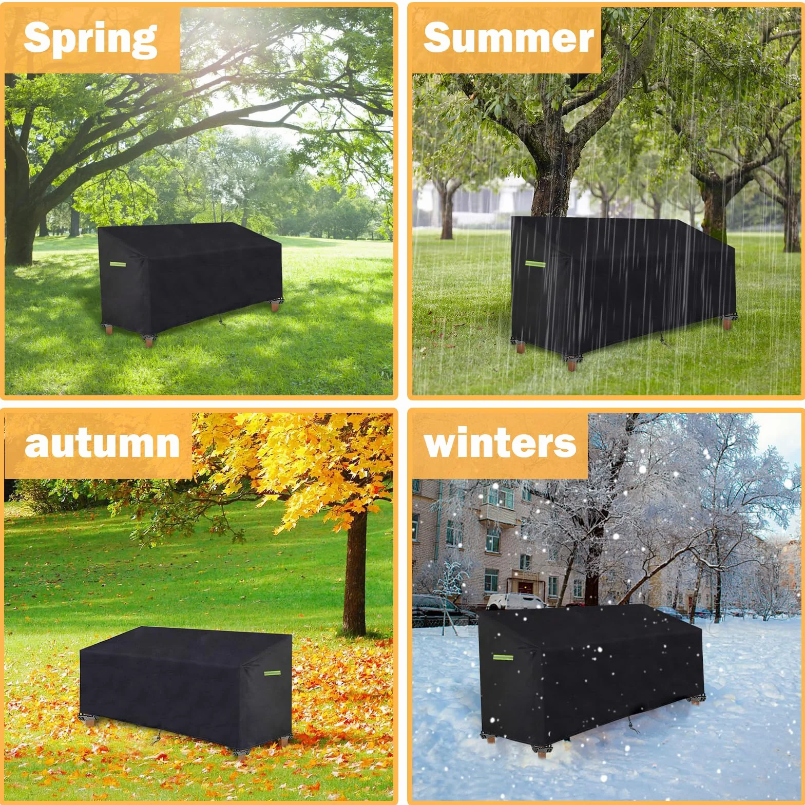 Housse de protection banc jardin 3 places 165x67x65/91 cm 420D Résistant UV