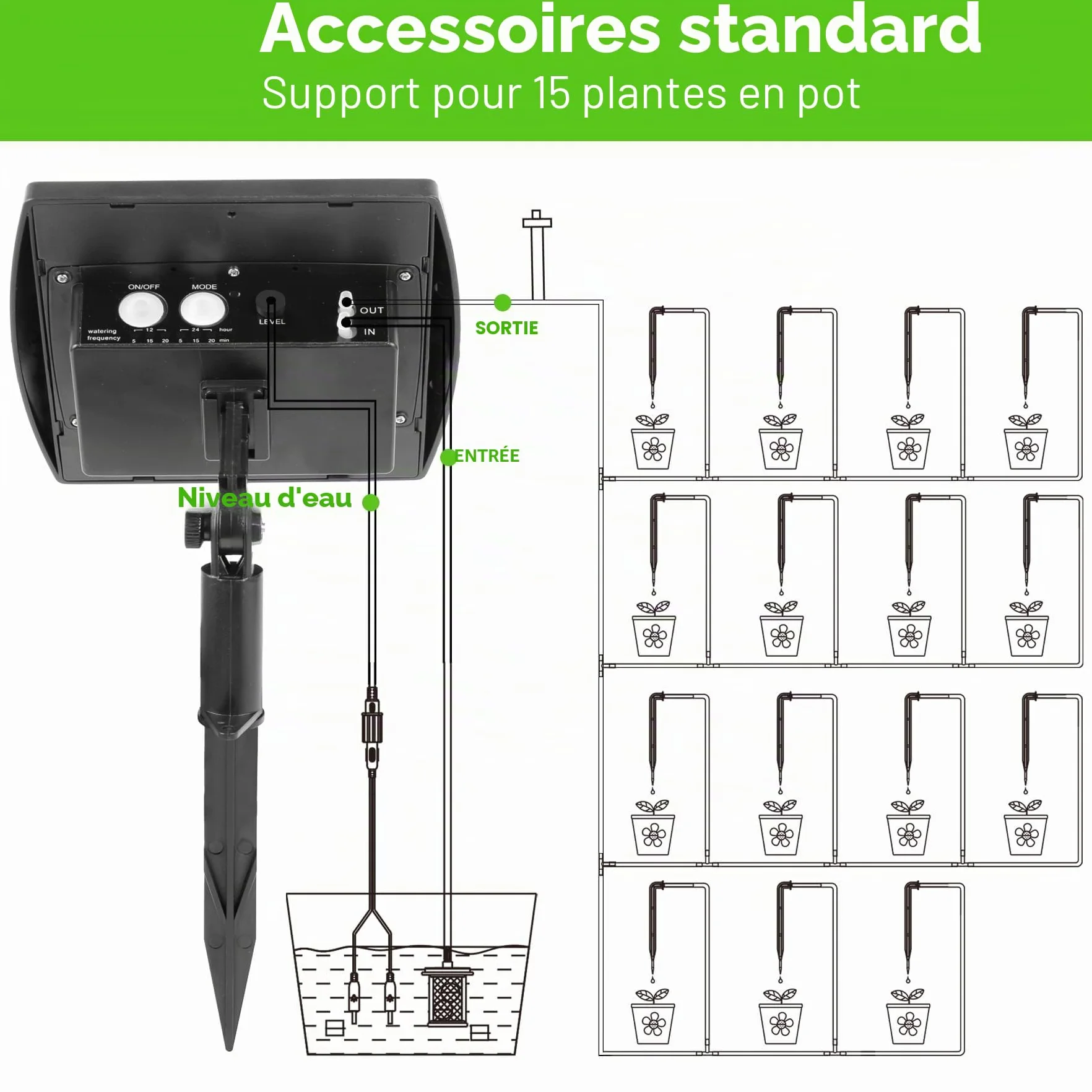 Kit Arrosage Automatique Solaire Forever Speed 15M Tuyau Irrigation Goutte à Goutte pour Jardin Balcon