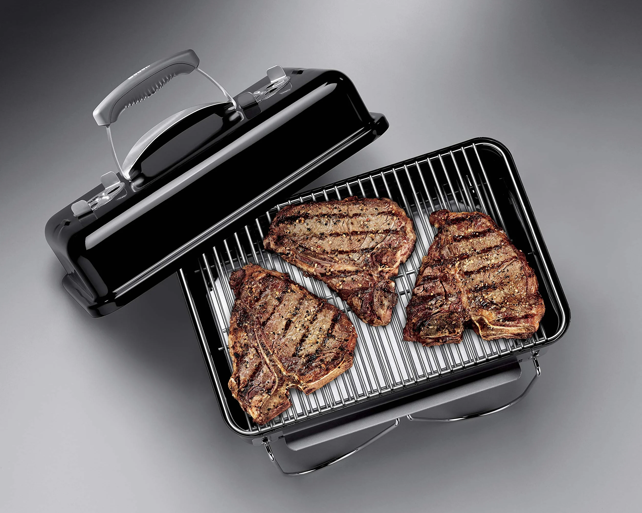 Weber Barbecue au Charbon Go-Anywhere Portable, Pieds Repliables, Design Compact, 42x26 cm, Noir