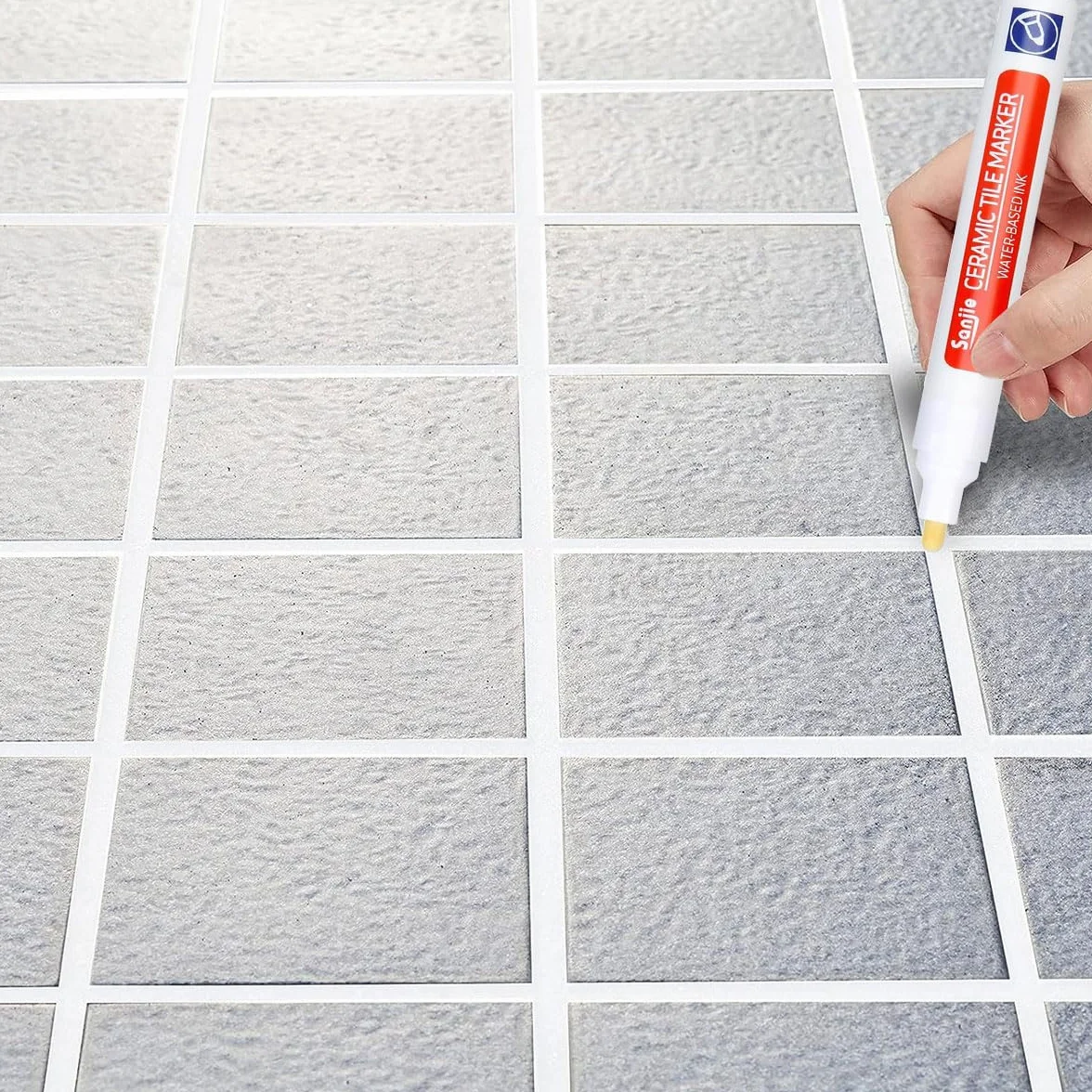 Stylo de Carrelage, Stylo joint carrelage blanc, Marqueur Joints, 3 Pièces Stylos à Coulis de Réparation de Carrelage pour carrelage mural sol salle de bain et cuisine joint de rénovation carrelage