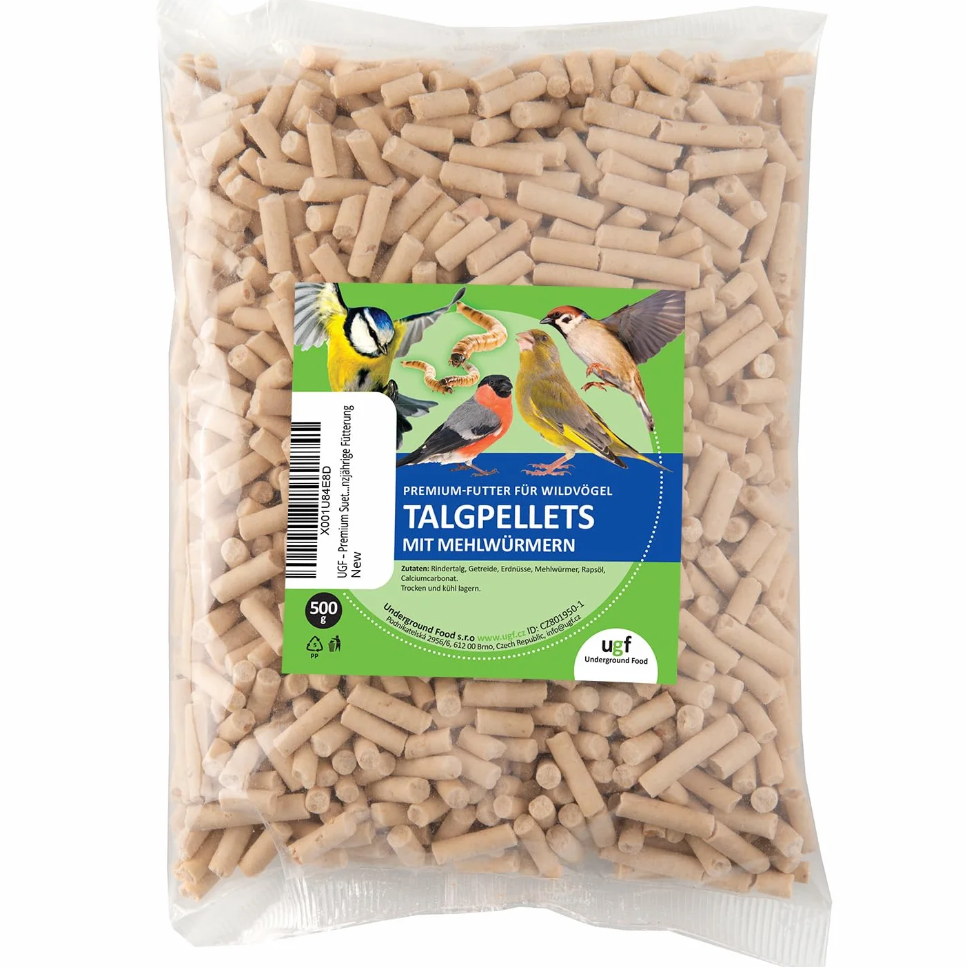 Granulés de suif pour oiseaux sauvages 500g avec vers de farine