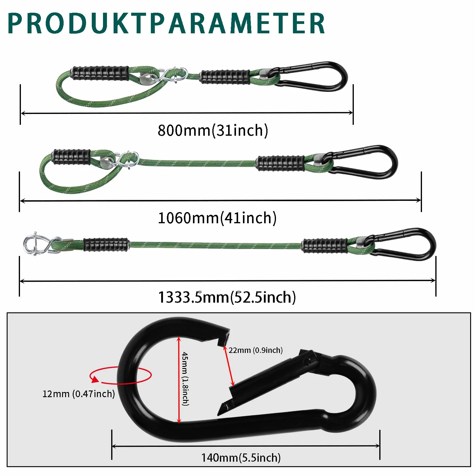 Crochets de fixation pour balançoire 450 kg lot de 2 avec corde 1,3 m mousqueton