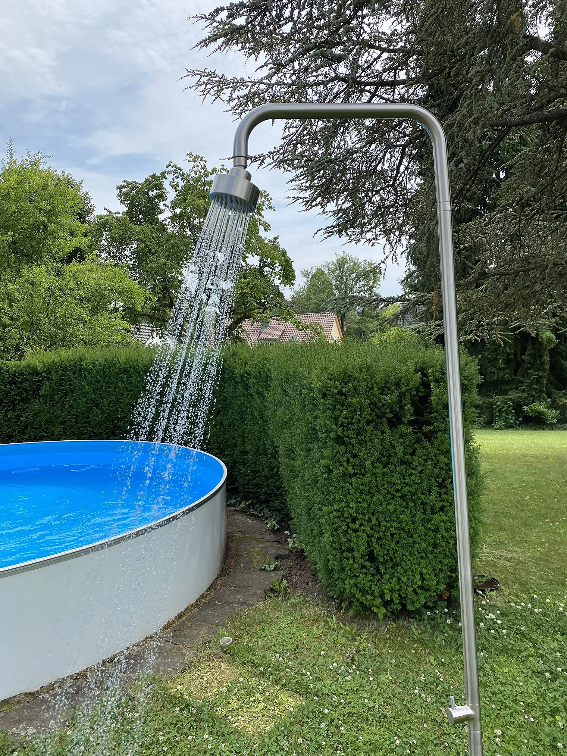 Douche de jardin extérieure Deluxe en acier inoxydable nickel brossé tête orientable