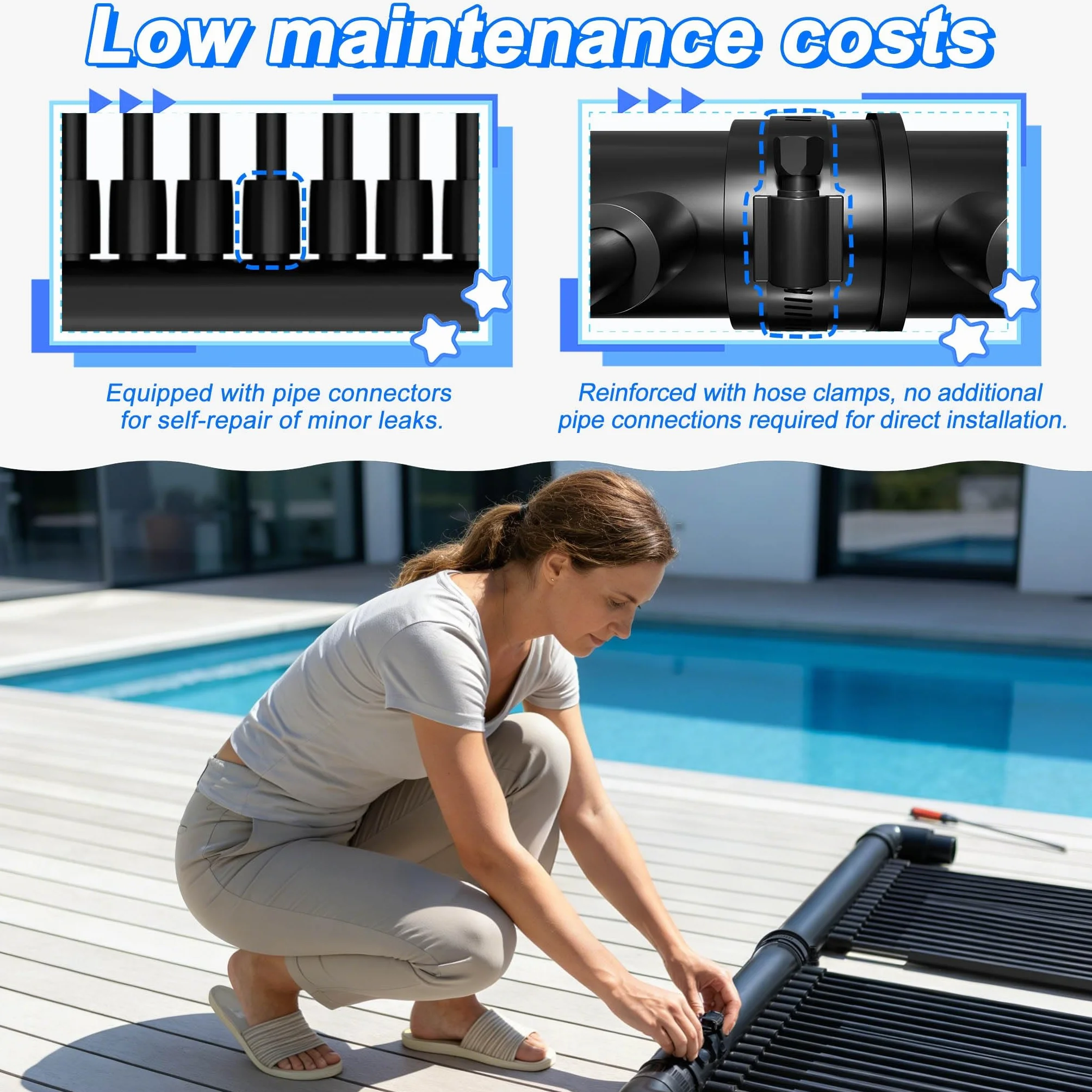 Panneau solaire pour piscine 400x70 cm chauffage solaire plastique résistant aux UV