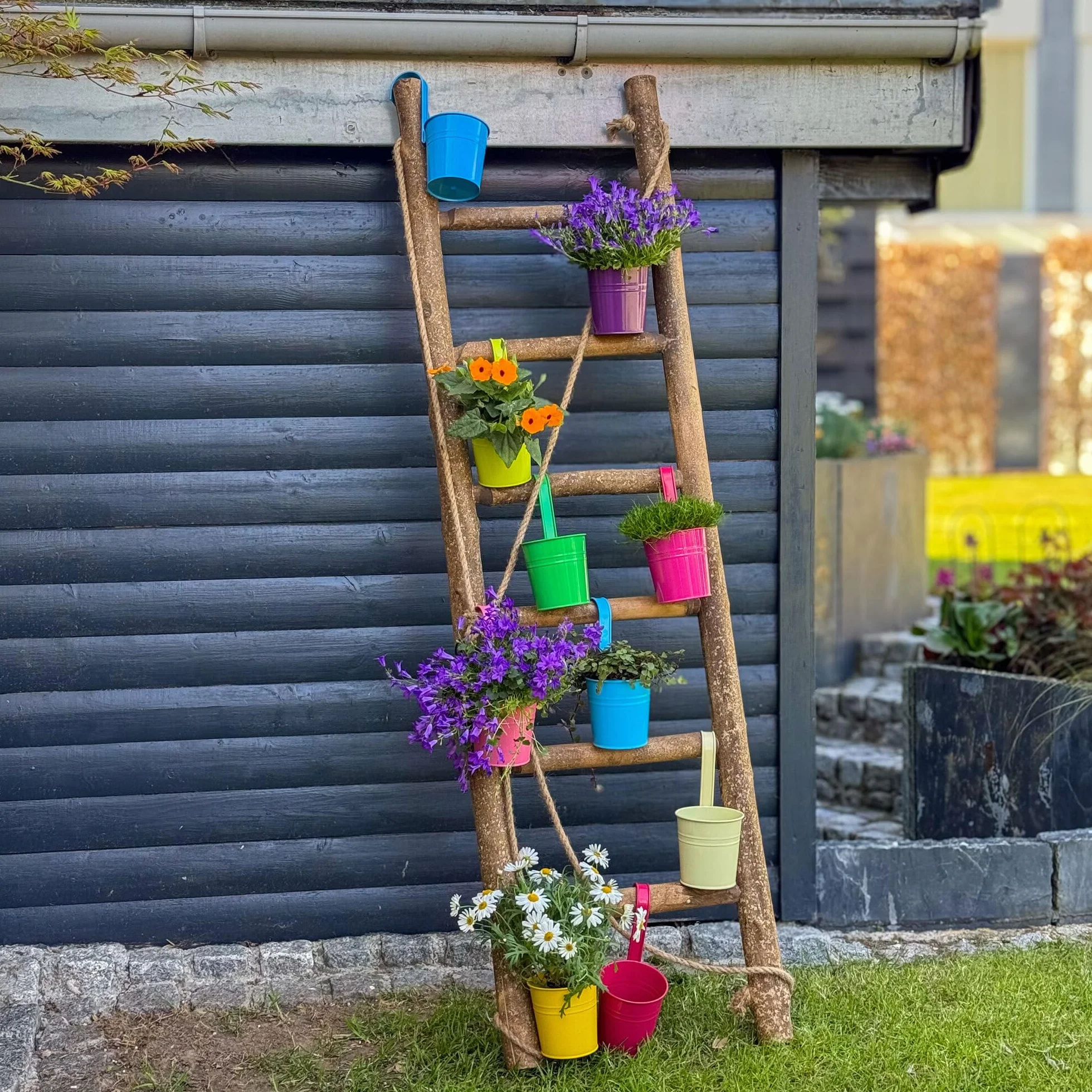UNUS Lot de 10 pots de fleurs suspendus métal ⌀10 cm avec poignée amovible