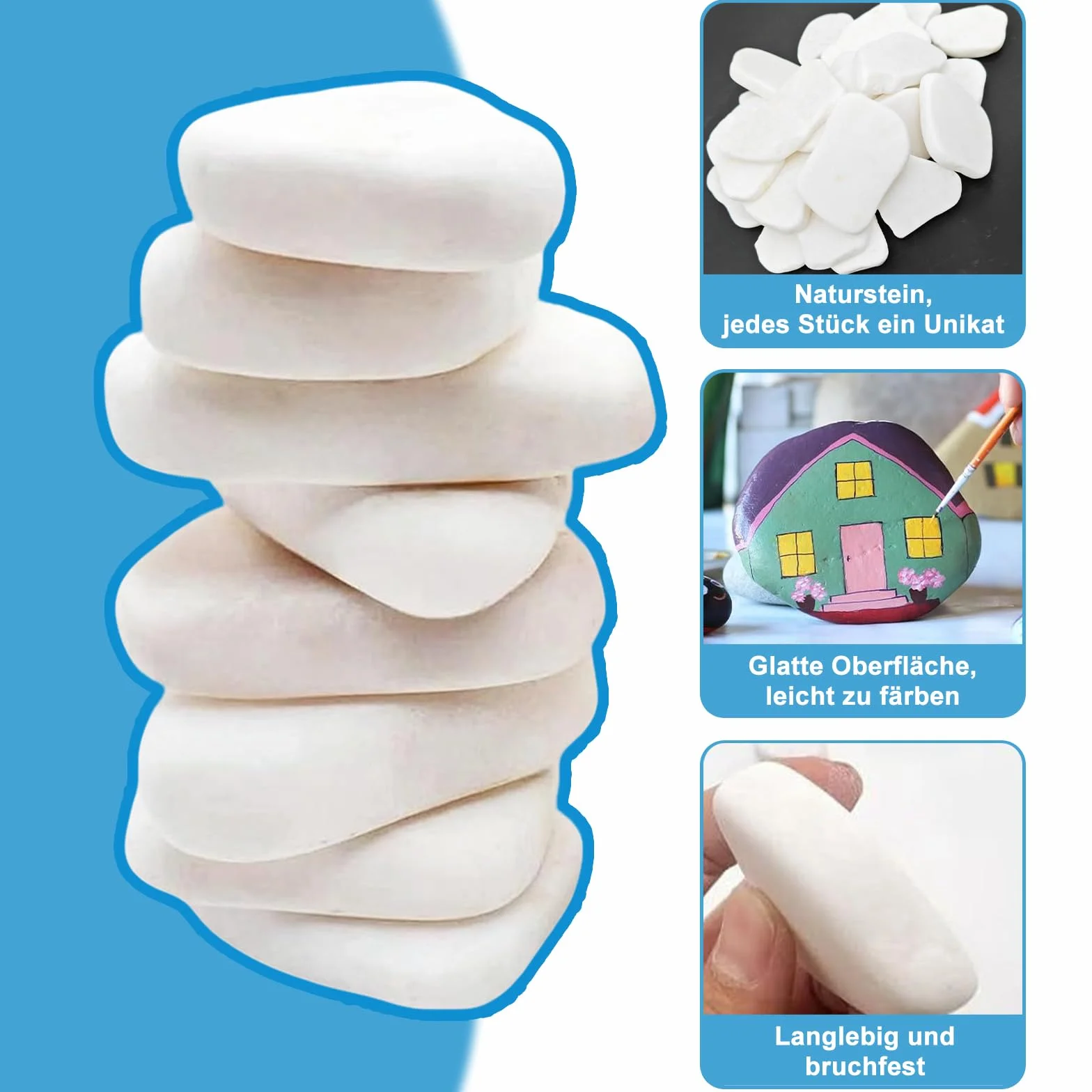 Pierres à peindre 15 pièces 5-8 cm galets blancs lisses décoratifs jardin bricolage