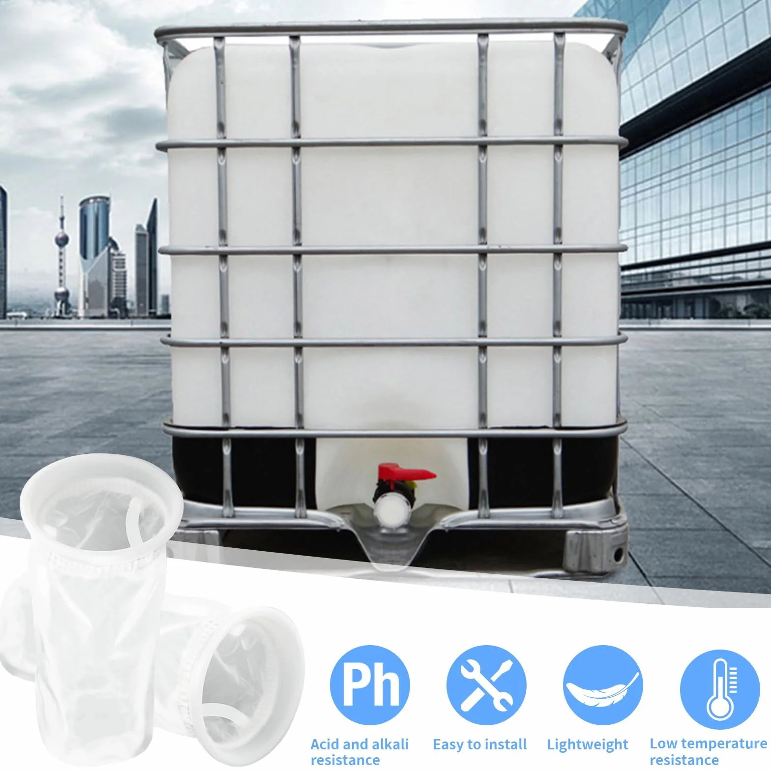 Filtre IBC en Nylon 6 Pièces Lavable, Filtres de Couvercle en Maille pour Réservoirs d'Eau de Pluie