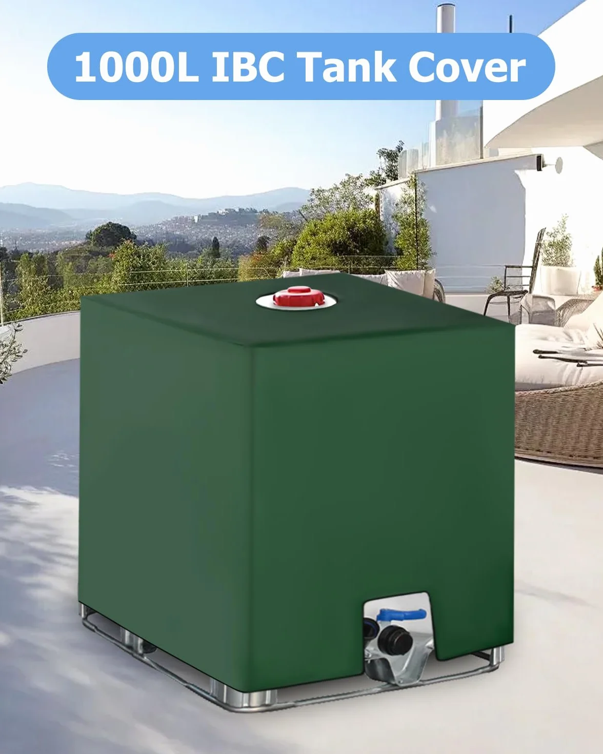 Bâche pour Cuve IBC 1000L, Housse de Protection Anti-UV, 116 x 100 x 120 cm Vert