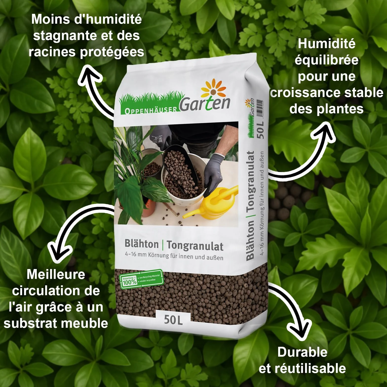 Argile expansée 50L granulés 4–16 mm pour Jardin Drainage Culture hydroponique