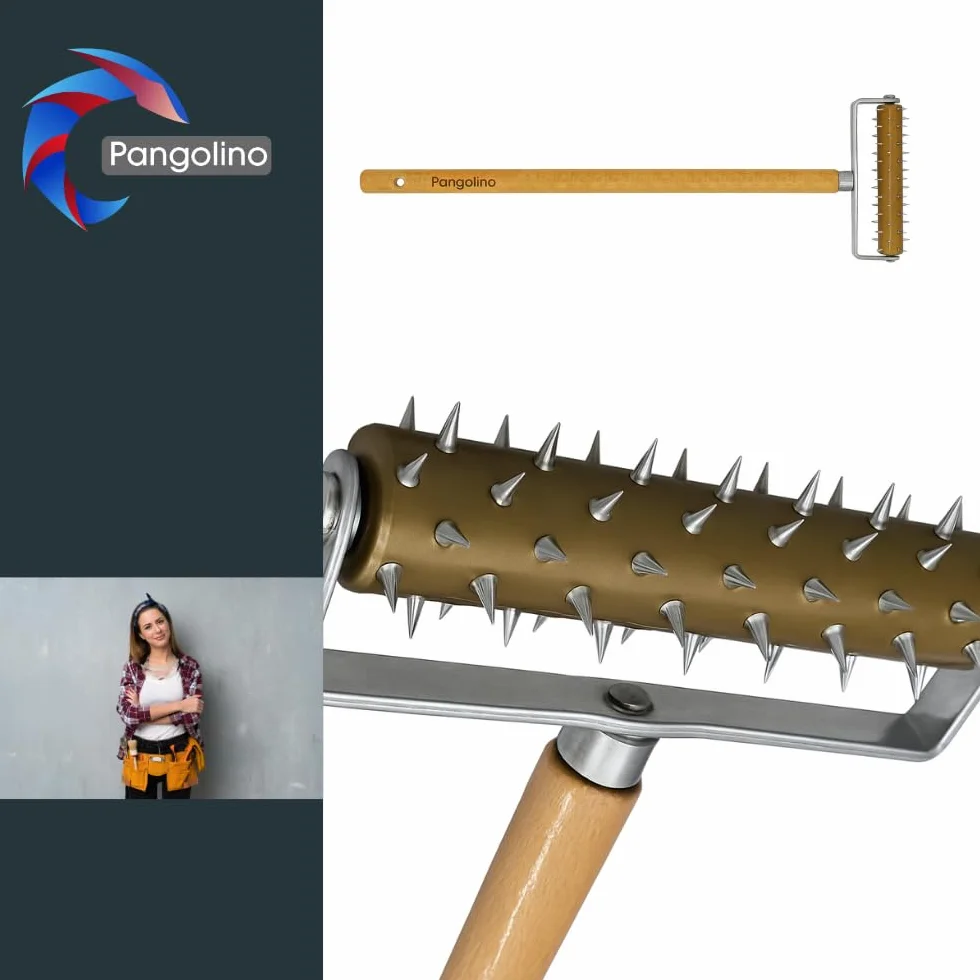 Pangolino Rouleau à pointes pour papier peint 150 x 500 mm, outil de pose avec grattoir