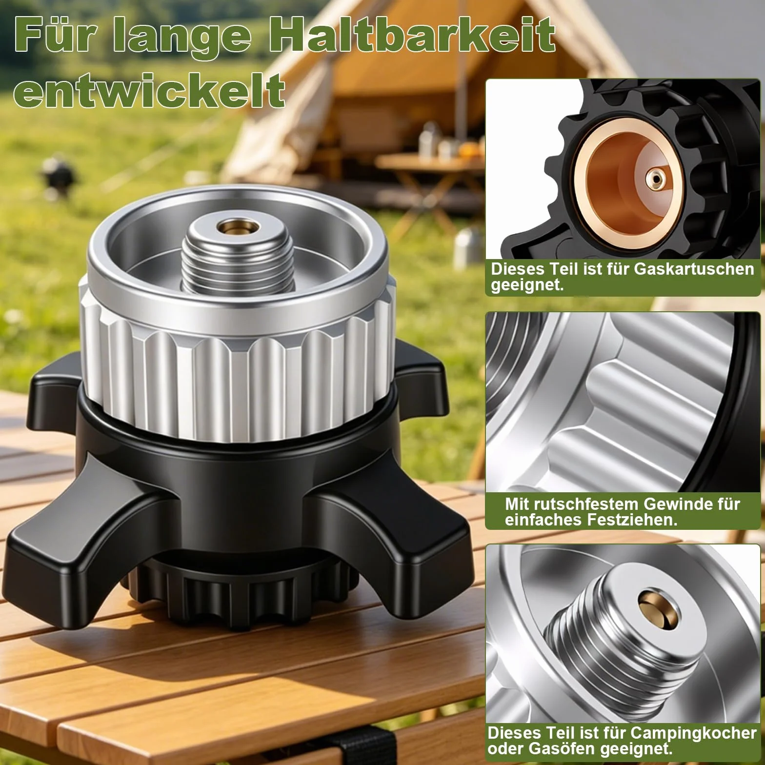 Adaptateur Cartouche Gaz Campingaz CV Easy Clic vers Valve EN417 Raccord Baïonnette Fileté 7/16" Réchaud