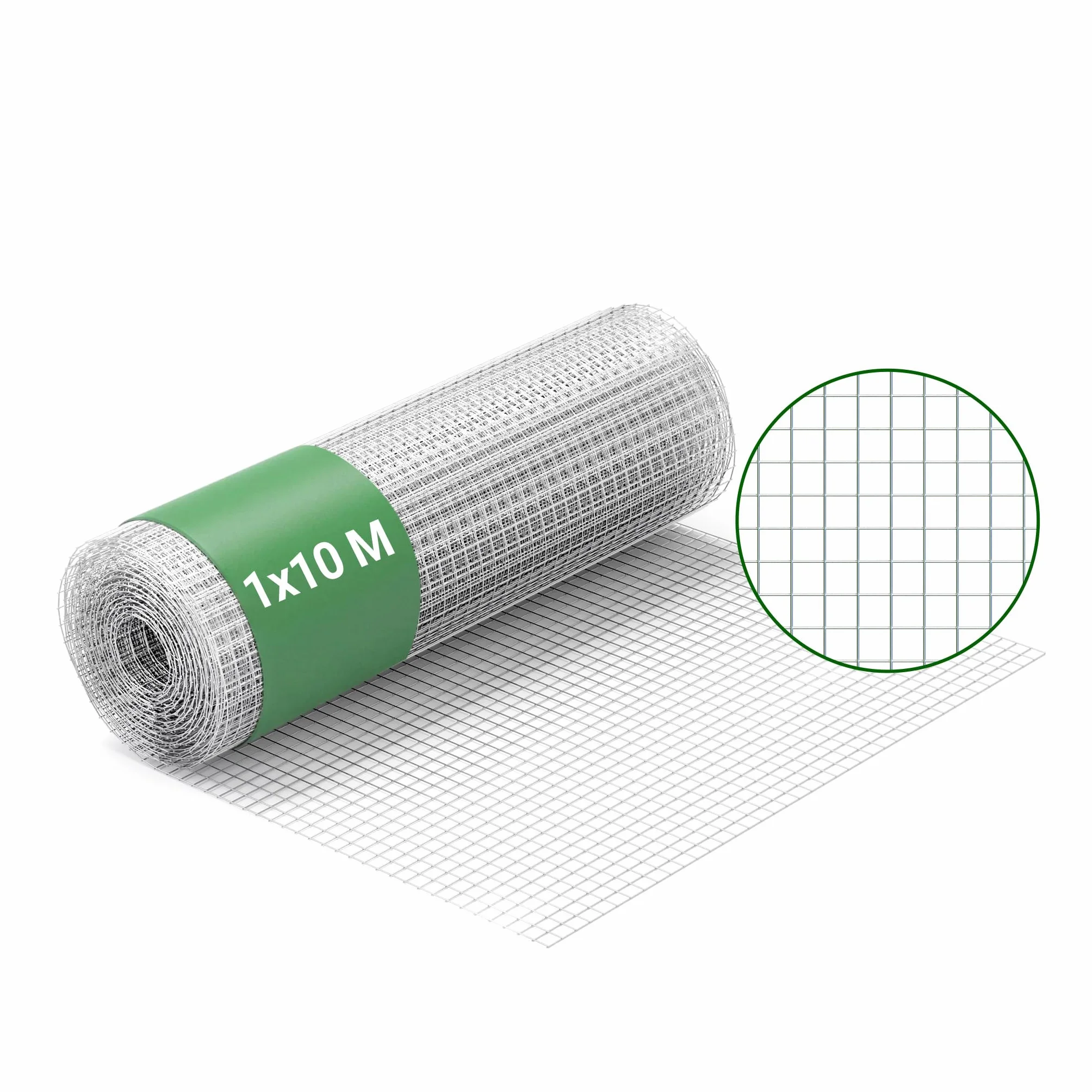 Wiltec Grillage à mailles 1 m x 10 m Acier galvanisé Maille 12 x 12 mm Épaisseur fil 0,7 mm Grille métallique