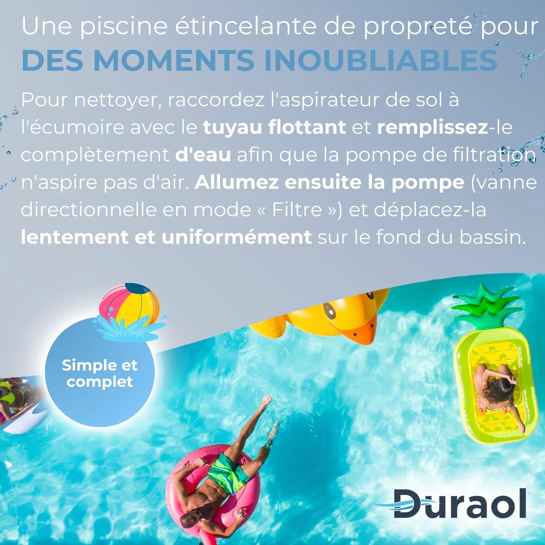 Aspirateur de sol de piscine Deluxe avec brosse pour perches télescopiques