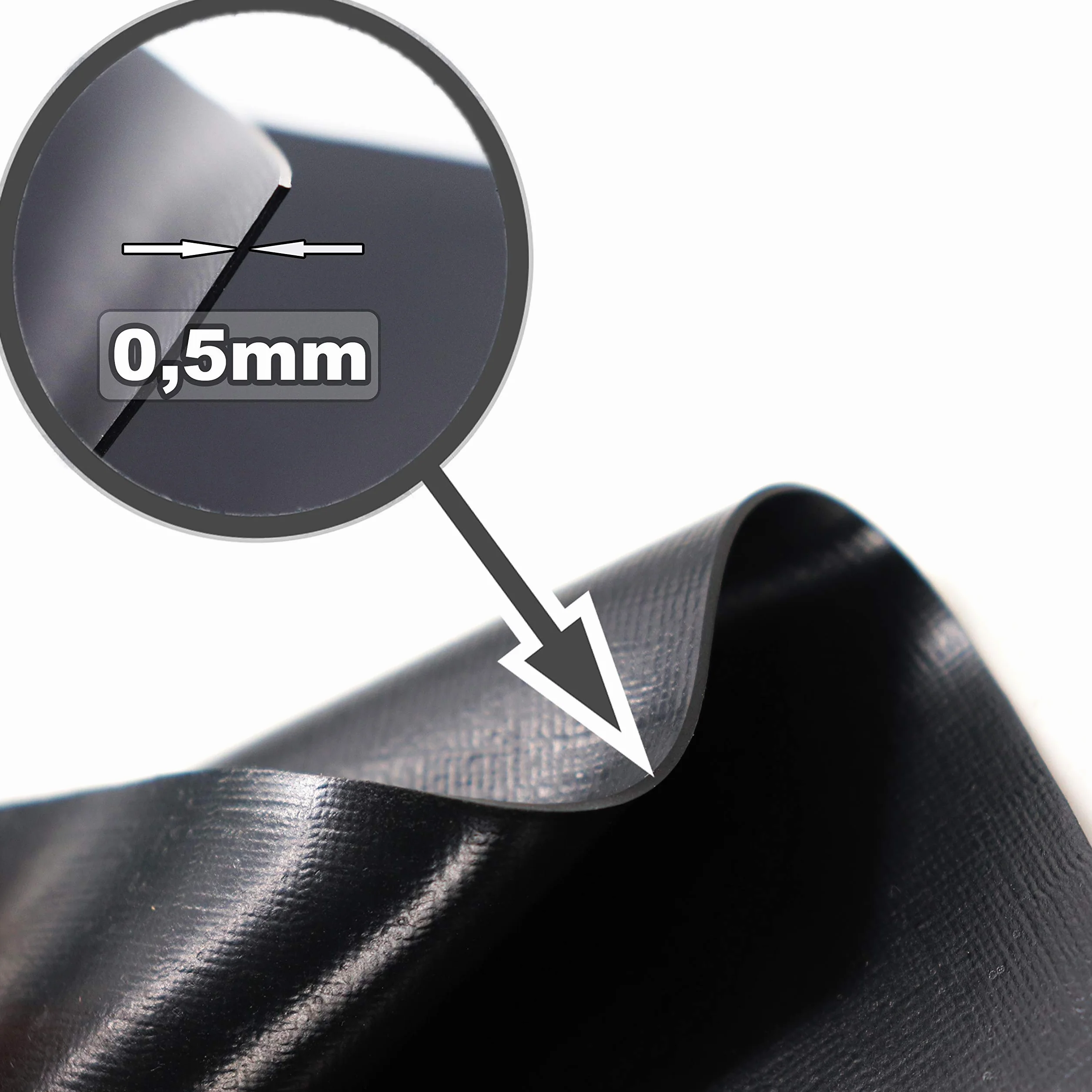 Bâche de bassin PVC 0,5 mm noire 7m x 4m pour jardin