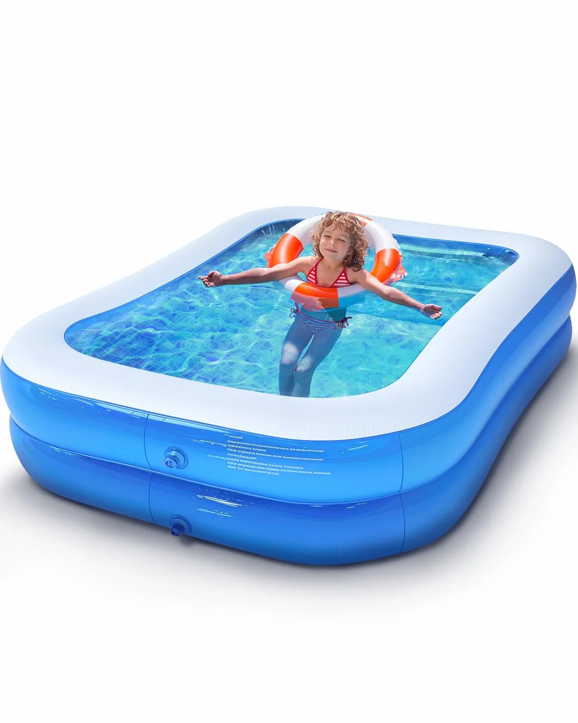 Piscine Gonflable Rectangulaire 200 x 150 x 50 cm PVC Épais Résistant Double Couche Enfant Adulte Jardin