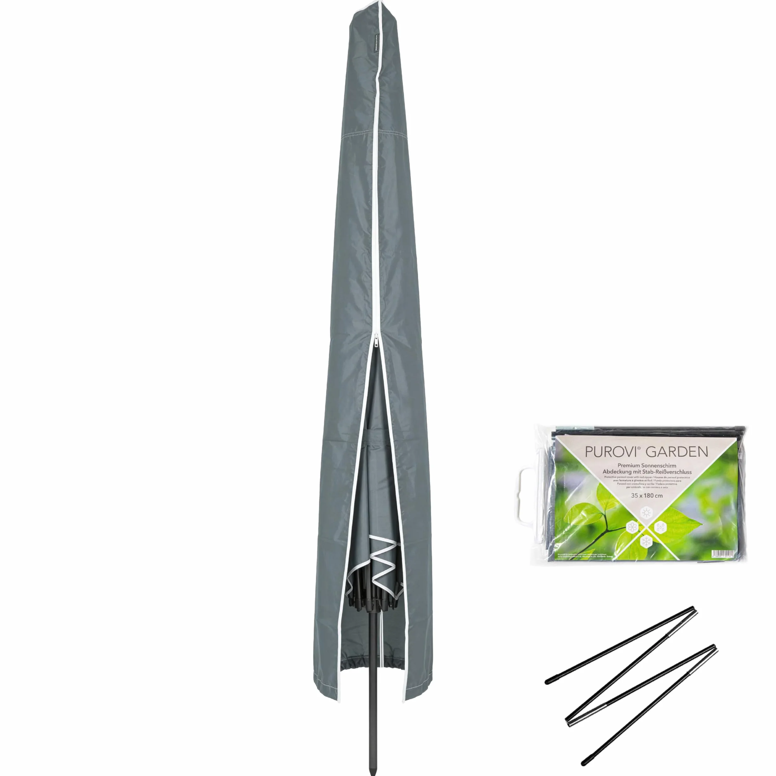 Housse de Protection Premium pour Parasol avec Fermeture à glissière et Baguette