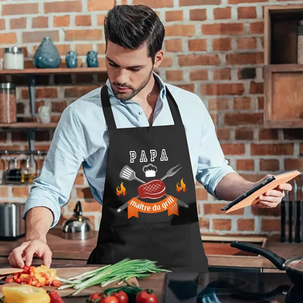 Yontree Tablier Barbecue Imperméable Homme Réglable 2 Poches Cuisine