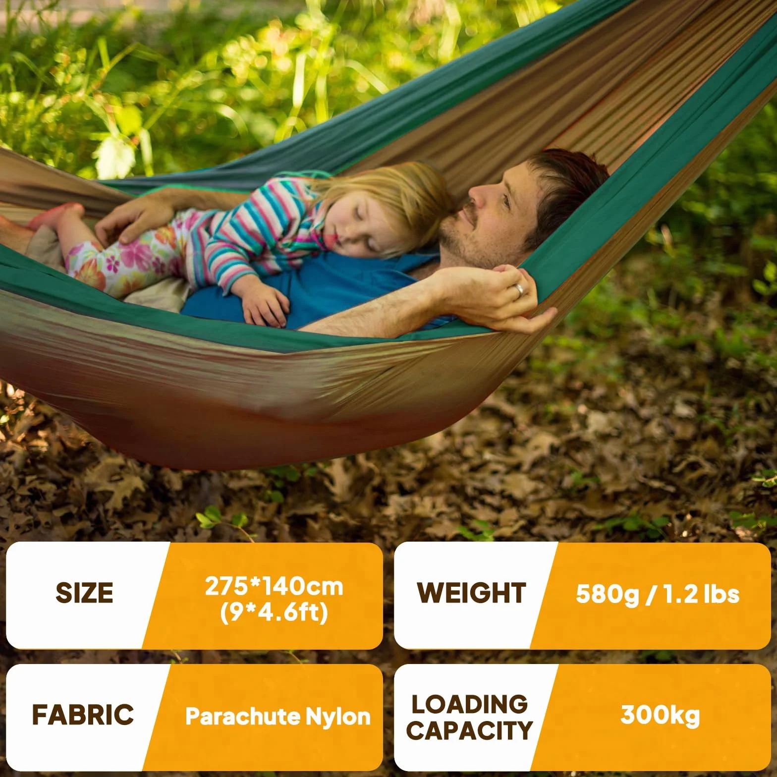 NATUREFUN Hamac Ultra-léger de Voyage Camping 300 kg Capacité de Charge 275 x 140 cm Nylon à Parachute