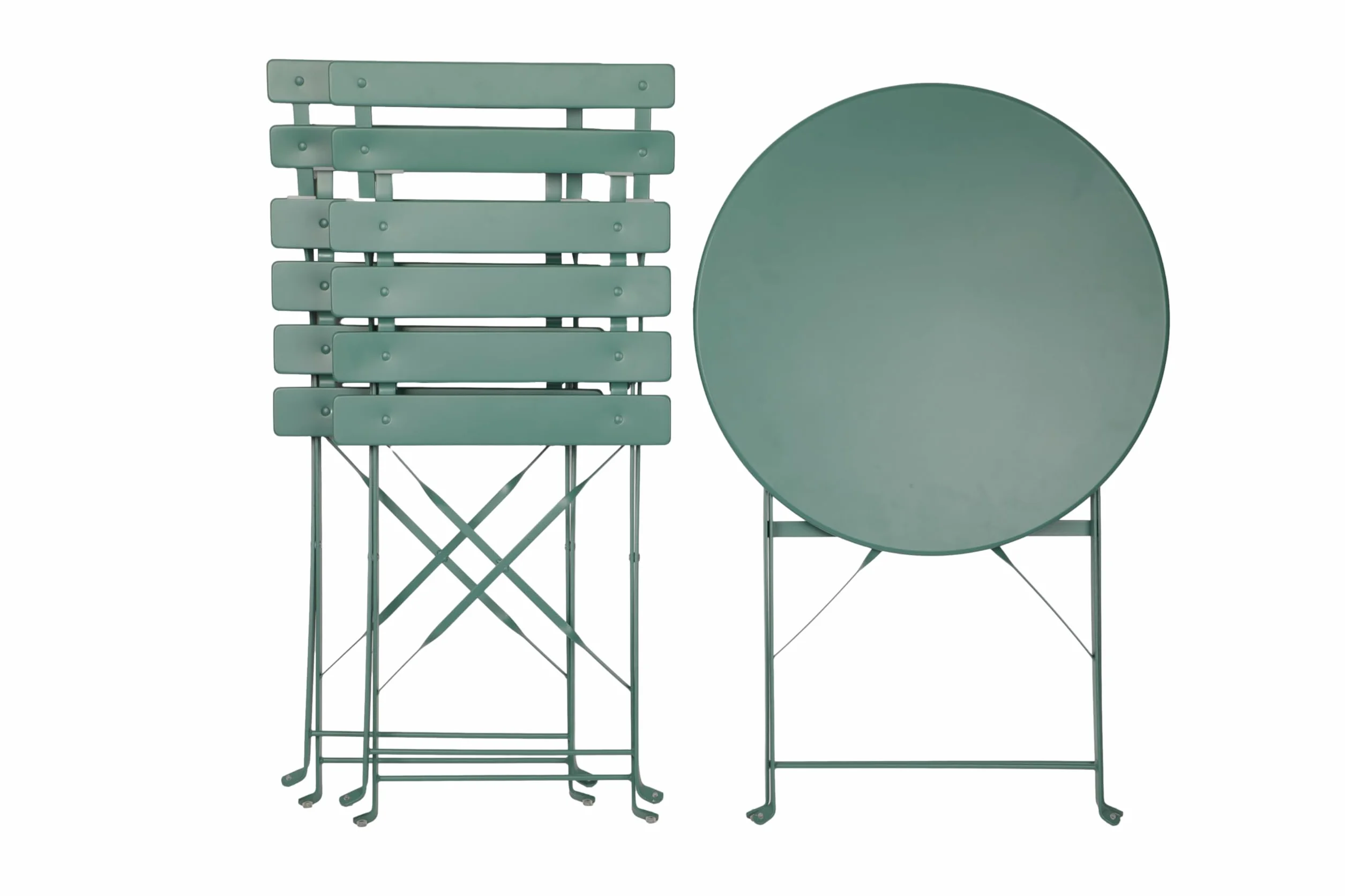 Albatros Ensemble de bistrot 3 pièces vert – Table et chaises pliables en métal robuste pour balcon ou jardin