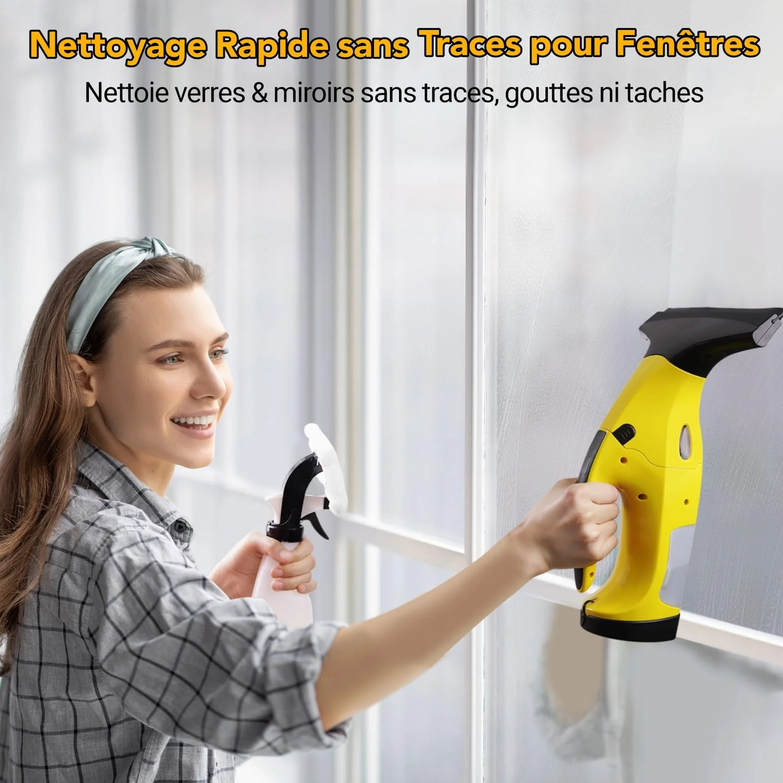 Nettoyeur de Vitres Aspirateur de fenêtre Rechargeable avec Lames de raclette de 28 cm et 17 cm, Ensemble d'aspirateur de vitres pour Nettoyer Les vitres, Les Portes de Douche, Les miroirs