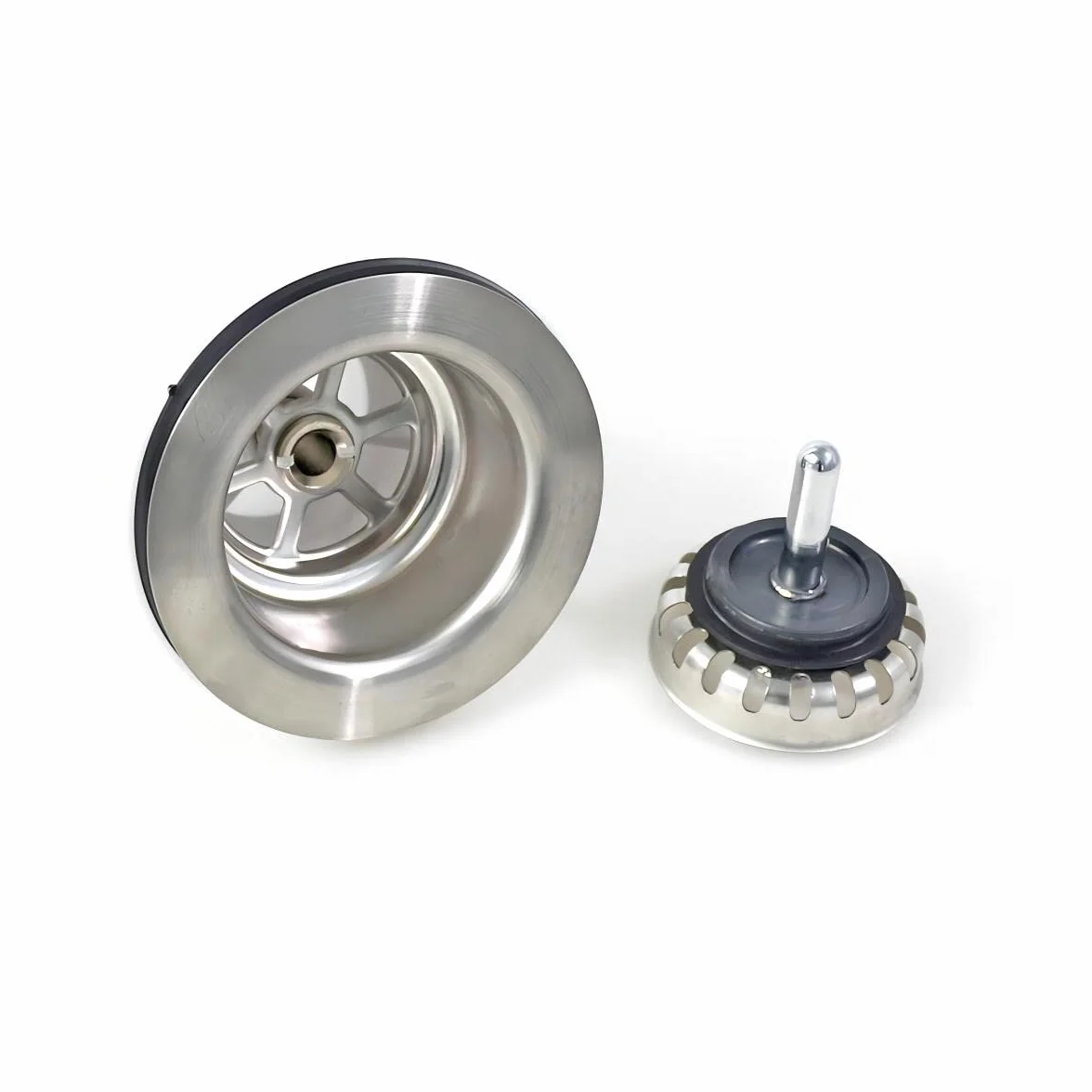Qrity Bonde d'évier sans trop Plein Panier INOX ø 84 mm 1½", Acier Inoxydable + ABS, Bonde + Panier