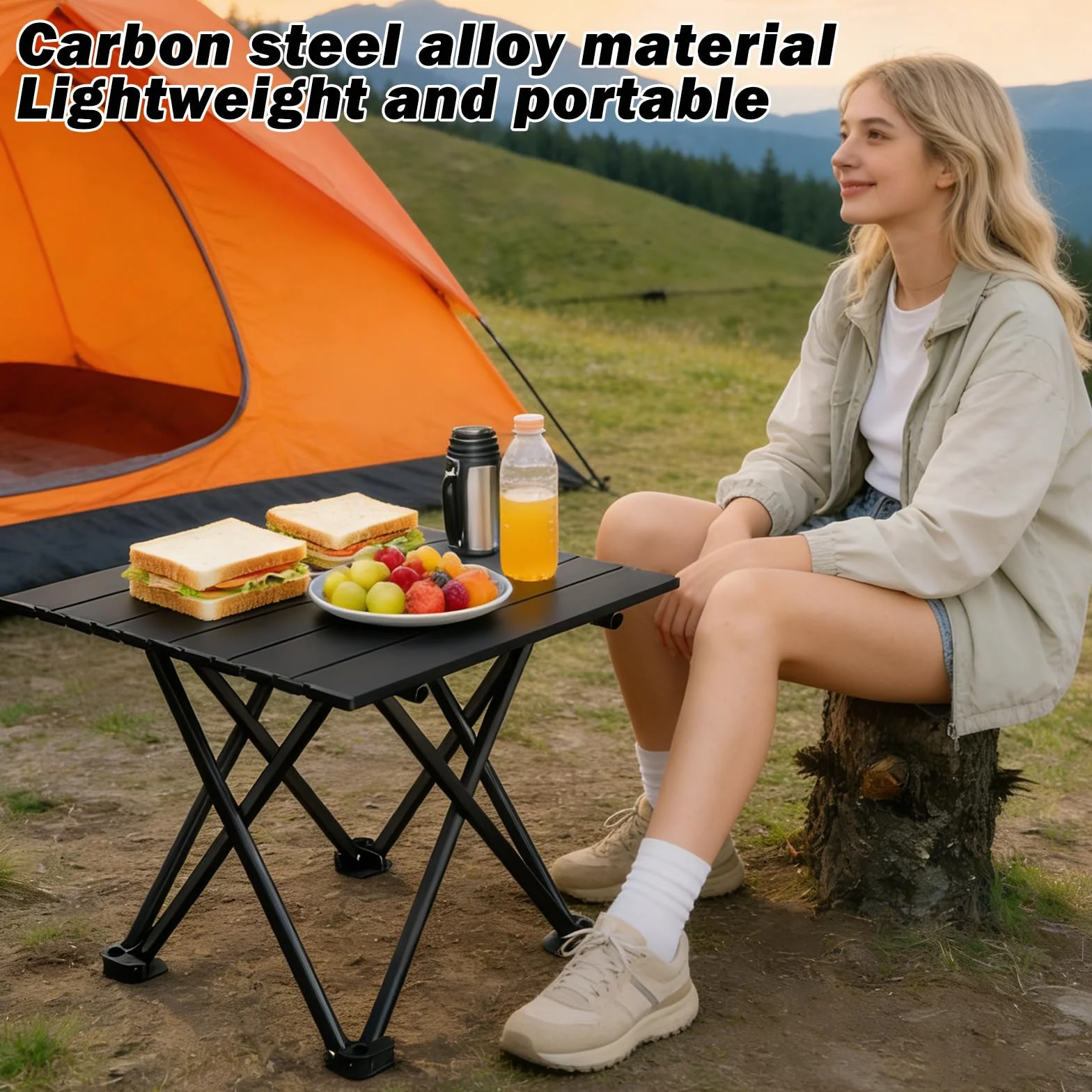 Table de camping pliable portable GOMETY en aluminium avec sac de transport